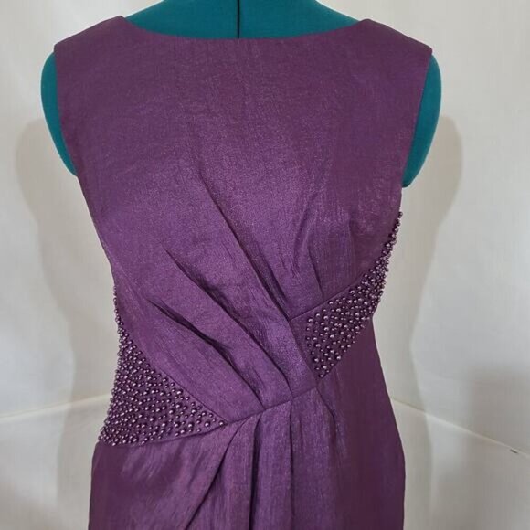 Adrianna Papell Purple Beaded Cocktail Dress - Size 4 - Picture 3 of 10